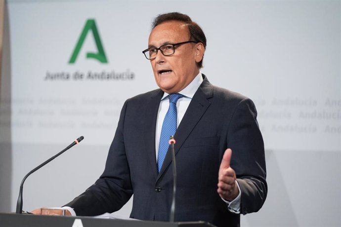 El consejero de Universidad, José Carlos Gómez Villamandos, este martes en la rueda de prensa posterior a la reunión del Consejo de Gobierno. 