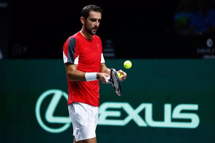 Archivo - Marin Cilic en un partido con Croacia en la Copa Davis de 2022