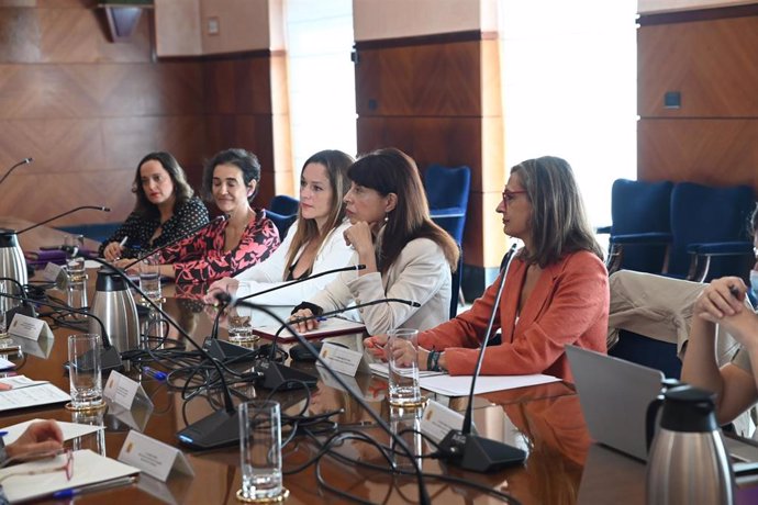 La ministra de Igualdad, Ana Redondo (c), durante una reunión con las unidades de violencia de género en Aragón, a 24 de septiembre de 2024, en Zaragoza, Aragón (España).