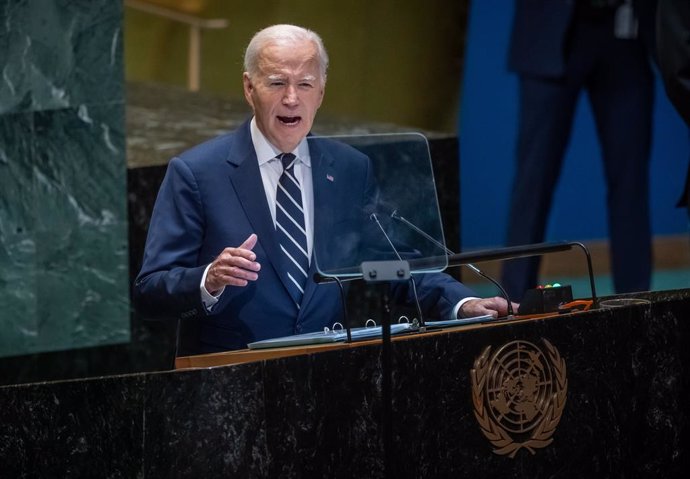 24 September 2024, US, New York: US President Joe Biden speaks at the opening of the 79th General Debate of the UN General Assembly. Photo: Michael Kappeler/dpa