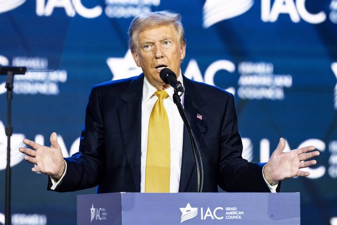 19 September 2024, US, Washington: Former US President Donald Trump speaking at the Israeli-American Council (IAC) National Summit held at the Washington Hilton in Washington, D.C. Photo: Michael Brochstein/ZUMA Press Wire/dpa