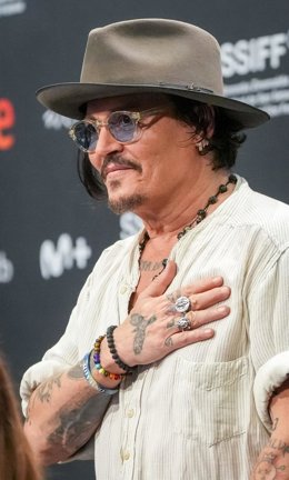 El actor y director Johnny Depp durante la rueda de prensa de la película Mod, en la 72 edición del Festival de Cine de San Sebastián, a 24 de septiembre de 2024, en San Sebastián.