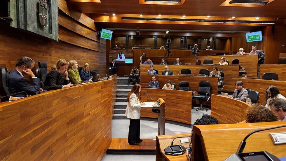 La portavoz de Vox, Carolina López, en su intervención en el Debate de Orientación Política.