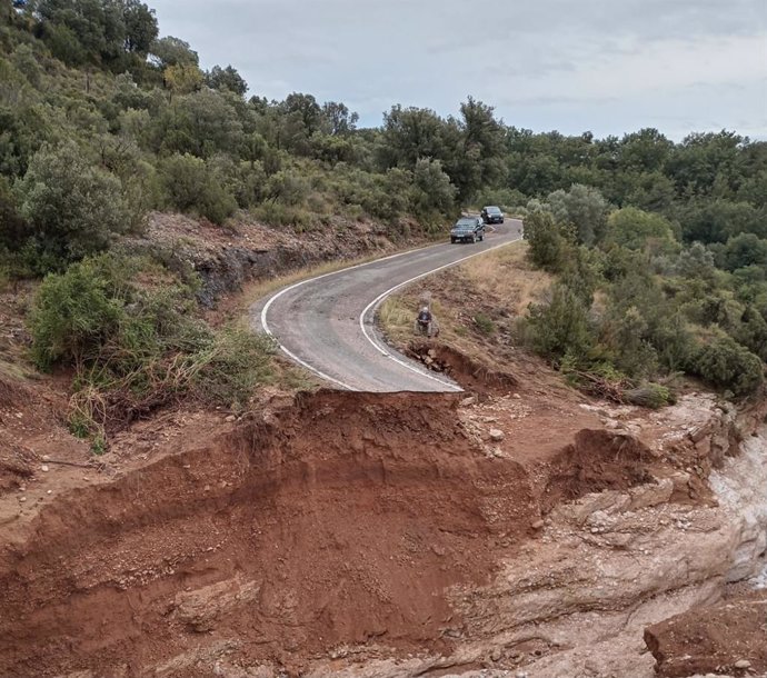 Carretera cortada por las fuertes tormentas de septiembre de 2024