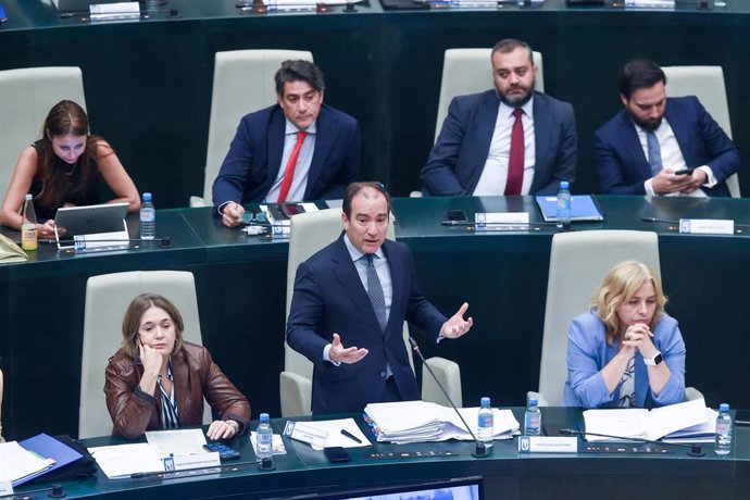 El segundo teniente de Alcalde de Madrid, Borja Carabante, interviene durante un pleno del Ayuntamiento de Madrid, en el Palacio de Cibeles