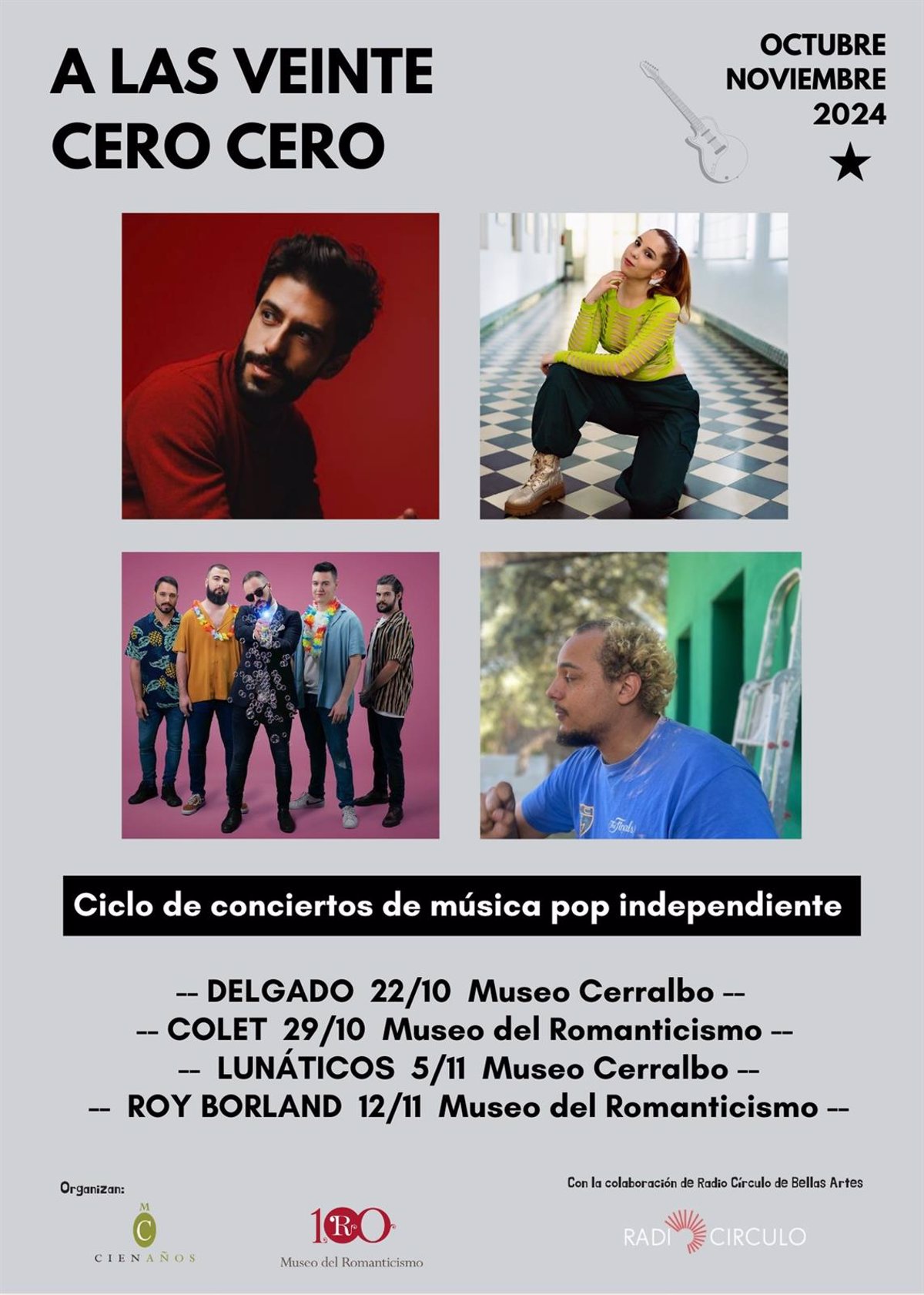 Delgado, Roy Borland, Lunático and Colet, in the concerts ‘At twenty zero zero’ of the Cerralbo and Romanticism museums