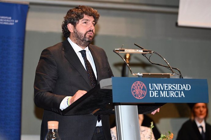 El jefe del Ejecutivo autonómico, Fernando López Miras, preside el acto académico de apertura del curso 2024-2025 de las universidades públicas de la Región de Murcia.