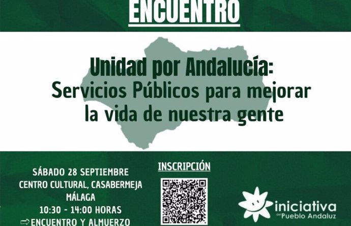 Cartel de encuentro organizado por Iniciativa del Pueblo Andaluz en Casabermeja (Málaga) el 28 de septiembre.