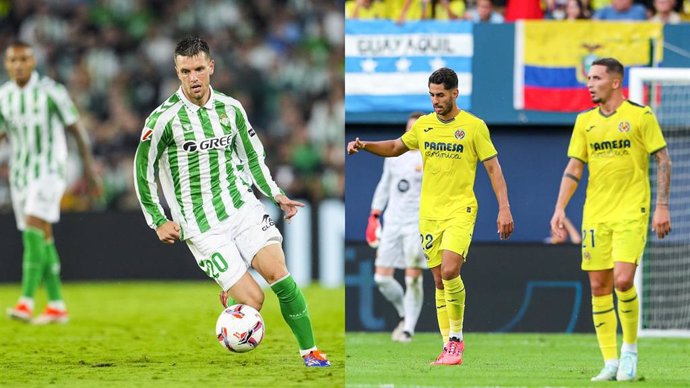 El futbolista del Real Betis Gio Lo Celso, y los del Villarreal Ayoze Pérez y Yeremy Pino.