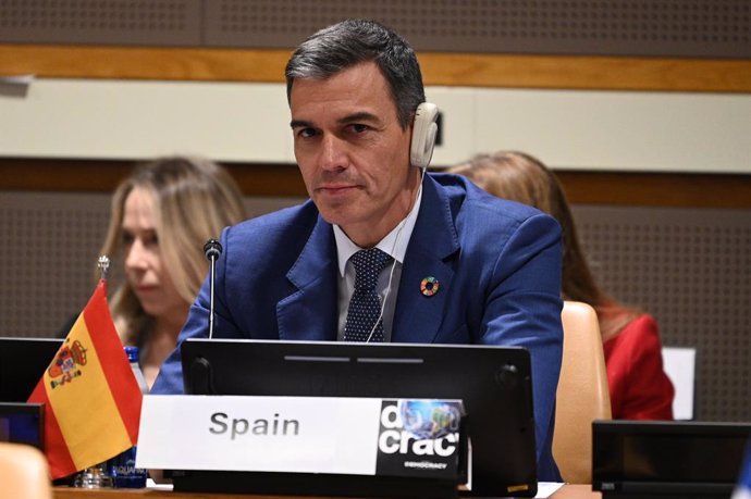 El presidente del Gobierno, Pedro Sánchez durante el evento España-Brasil 'En defensa de la democracia. Luchando contra el extremismo en el marco del Debate General del 79º período de sesiones de la Asamblea General de Naciones Unidas, a 24 de septiembre 