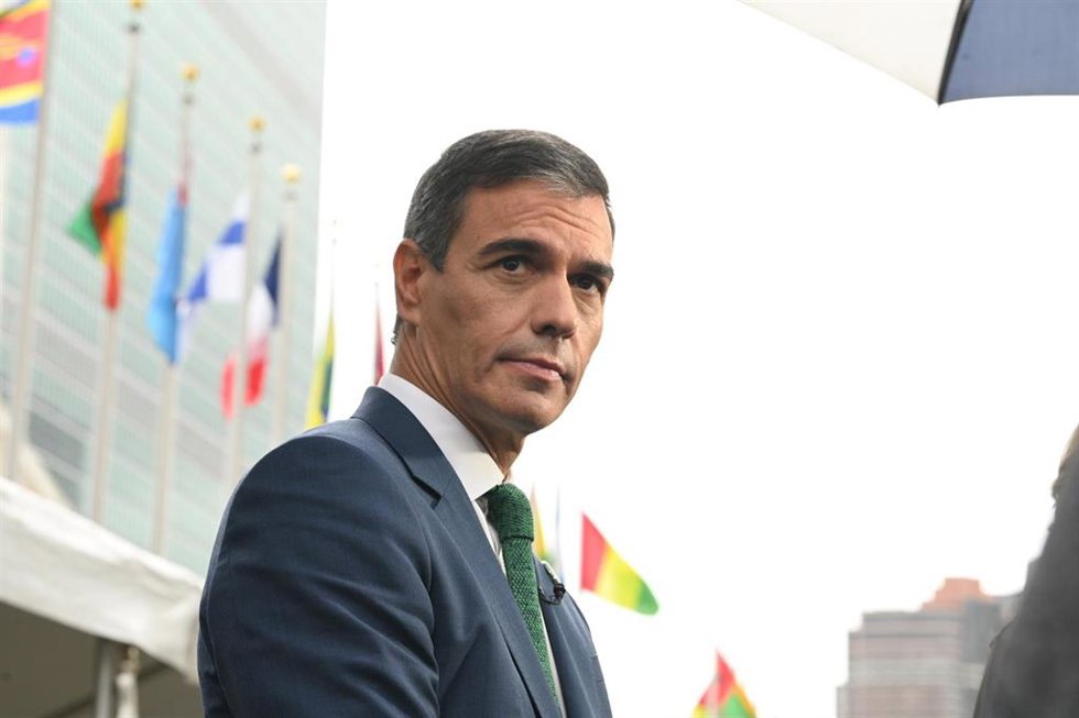 El presidente del Gobierno, Pedro Sánchez Es entrevistado en el programa 'Amanpour' de la CNN, a 25 de septiembre de 2024, en Nueva York (Estados Unidos). Dicho acto se enmarca en el 79 período de sesiones de la Asamblea General de Naciones Unidas.