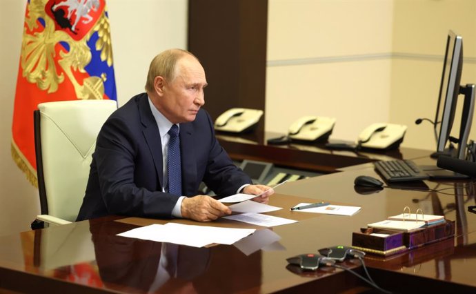 September 17, 2024, Novo-Ogaryovo, Moscow Oblast, Russia: Russian President Vladimir Putin chairs a videoconference meeting on economic issues with senior government officials, from the official state residence, September 17, 2024 in Novo-Ogaryovo, Moscow