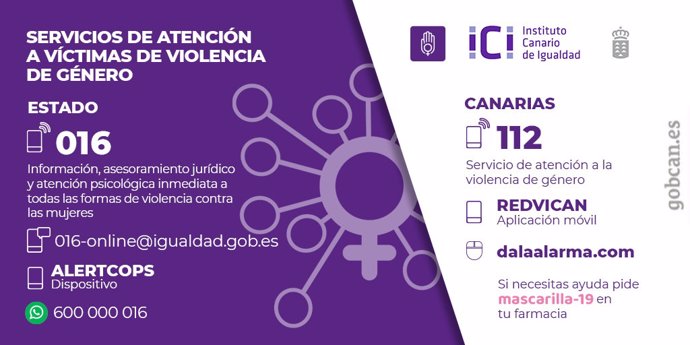 Archivo - Servicio de Atención a Víctimas de Violencia de Género registró en Canarias 16.094 alertas hasta noviembre, un 17% más