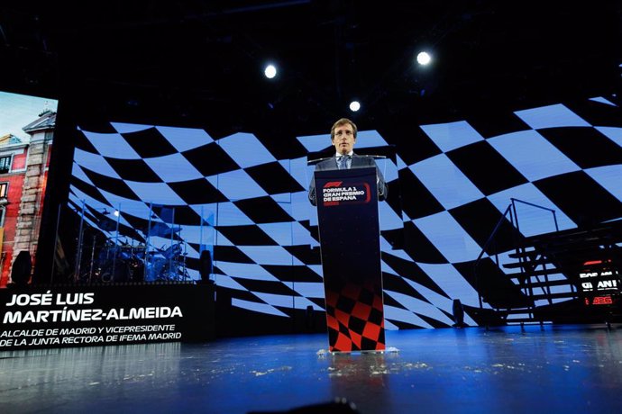 Archivo - Jose Luis Martinez Almeida, Mayor of Madrid, attends during the presentation of the Formula One Madrid Grand Prix that will be held in Madrid starting in 2026 at IFEMA on January 23, 2024, in Madrid, Spain.