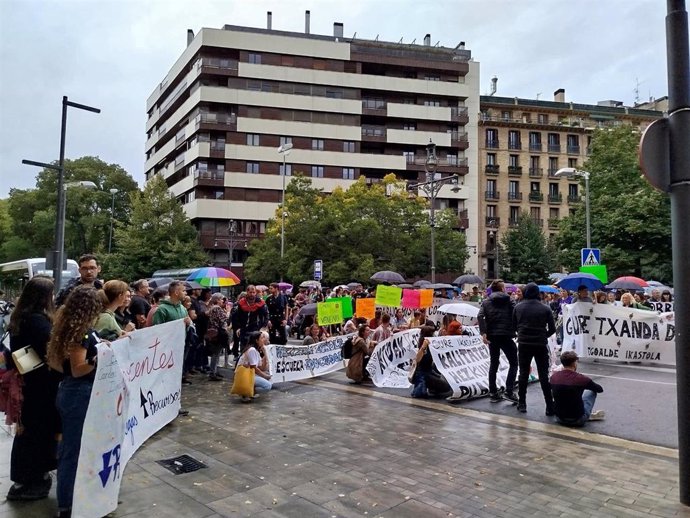 Imagen de una de las movilizaciones en el marco de la huelga de la enseñanza pública de Navarra