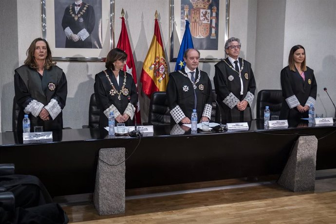 Archivo - (I-D) La presidenta de la Sala de lo Social del TSJ de Madrid, Aurora de la Cueva; la fiscal superior de la Comunidad de Madrid, Almudena Lastra de Inés; el presidente del TSJM, Celso Rodríguez; el presidente de la Sala de lo Contencioso-Adminis