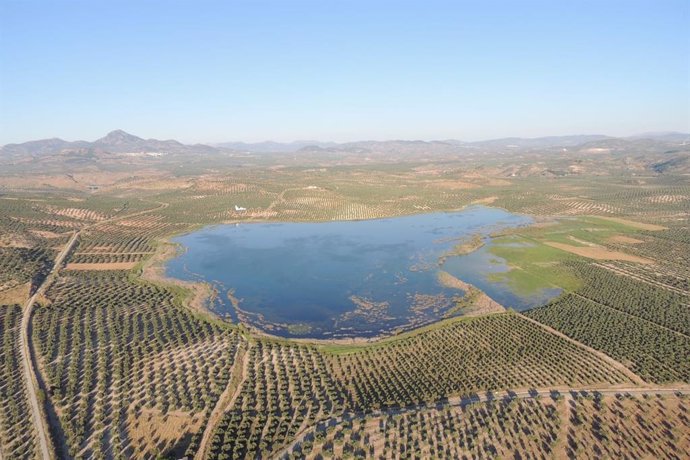 Vista aérea de la Laguna del Conde o Salobral, en el término municipal de Luque (Córdoba).