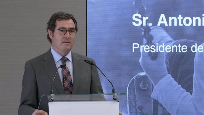 El presidente de la CEOE, Antonio Garamendi, durante su intervención en el X aniversario de Impulsa Balears.