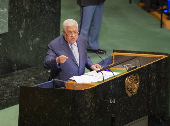 Archivo - El presidente de la Autoridad Palestina, Mahmud Abbas, ante la Asamblea General de la ONU.