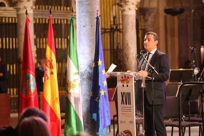 El alcalde de Córdoba José María Bellido, interviene en la inauguración del 17 Congreso Mundial de la Organización de Ciudades Patrimonio de la Humanidad (OCPM).