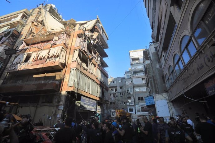 Edificio alcanzado por un bombardeo del Ejército de Israel contra la capital de Líbano, Beirut (archivo)