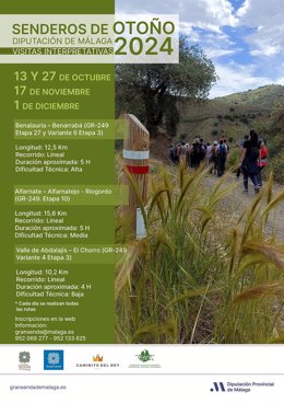 Cartel promocional de las visitas interpretativas a la Gran Senda hasta el mes de diciembre.