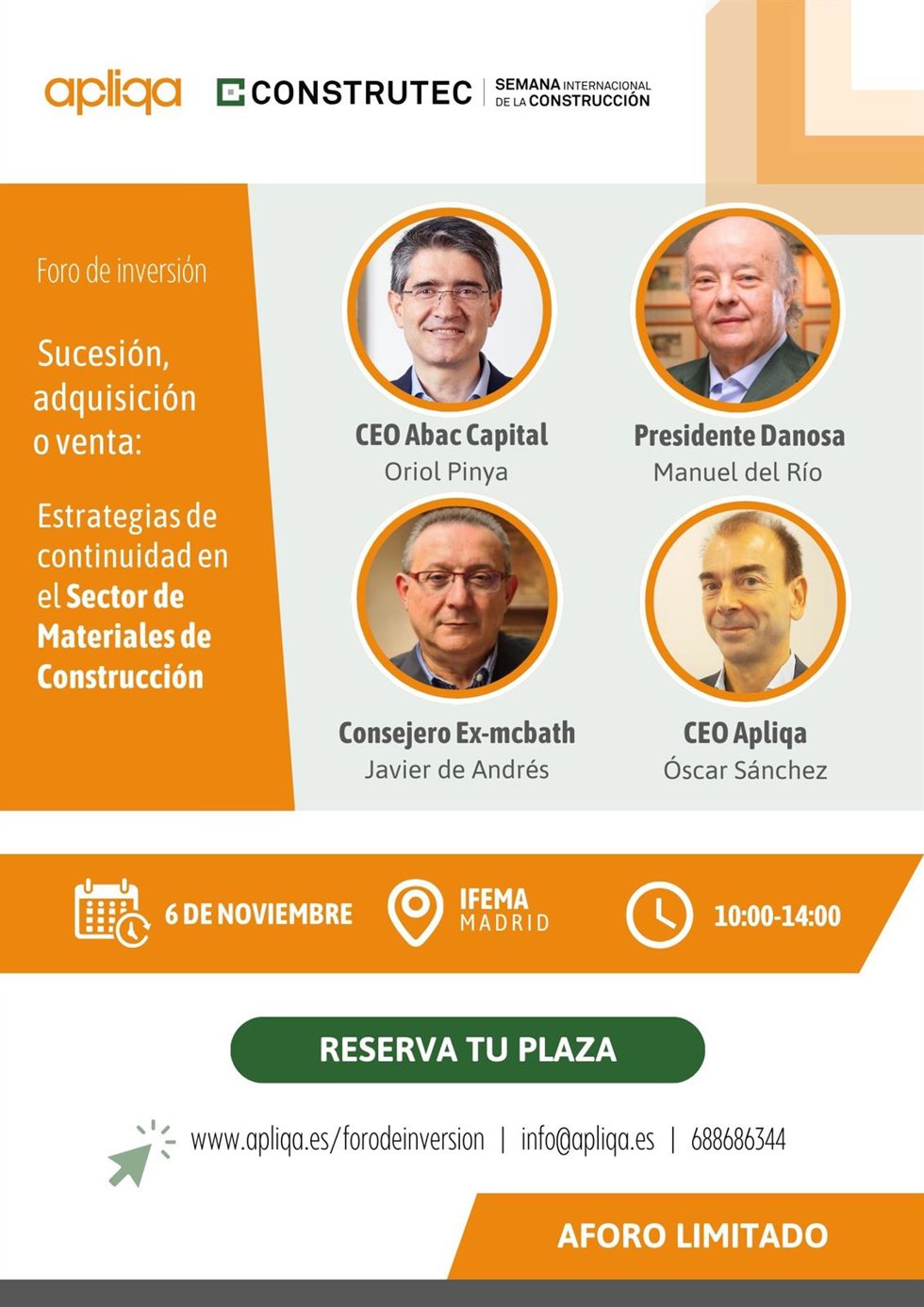 La feria Construtec albergará el Foro de Inversión el 6 de noviembre