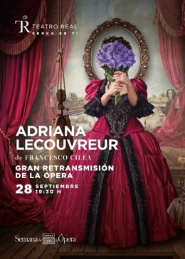 Cartel de la obra 'Adriana Lecouvreur' en el Teatro Real.