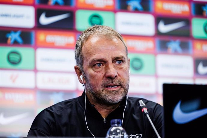 Hansi Flick, head coach of FC Barcelona attends a press conference ahead a Spanish League, La Liga EA Sports, football matcch