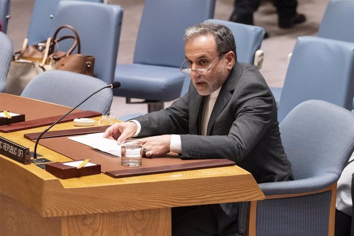 El ministro de Exteriores de Irán, Abbas Araqchi, durante una reunión del Consejo de Seguridad de la ONU sobre la situación en la frontera entre Israel y Líbano 