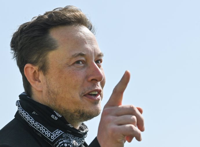 FILED - 13 August 2021, Brandenburg, Gruenheide: Tesla CEO Elon Musk speaks during a press event on the Tesla Gigafactory site. Photo: Patrick Pleul/dpa-Zentralbild/dpa