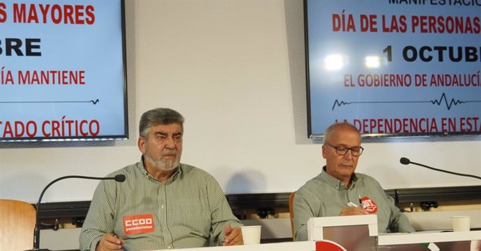 Rueda de prensa de CCOO y UGT para anunciar las movilizaciones por los mayores del 1 de octubre.