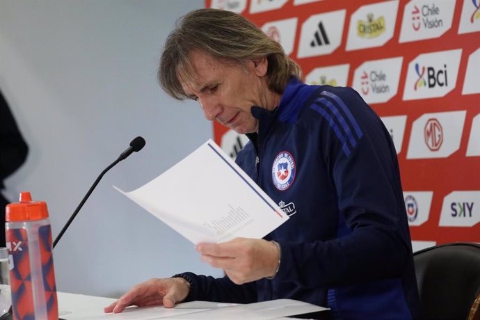 Futbol, Seleccion Chilena El entrenador de la seleccion chilena Ricardo Gareca realiza conferencia donde entrega la nomina para la proxima doble fecha por las eliminatorias para la Copa Mundial FIFA 2026  en las dependencia de Juan Pinto Duran, Santiago,