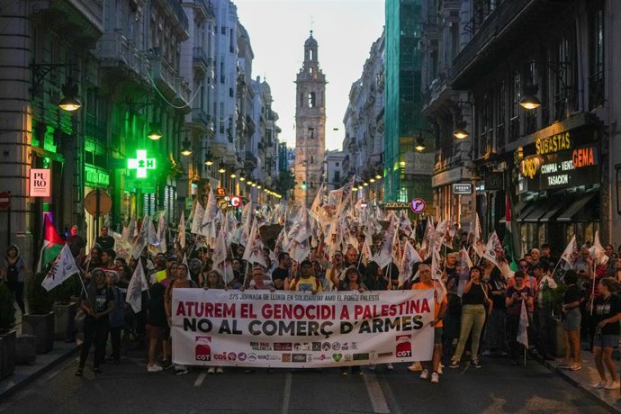 Movilización en Valncia el 27 de septiembre en la 'Jornada de Lucha y Huelga General por Palestina'