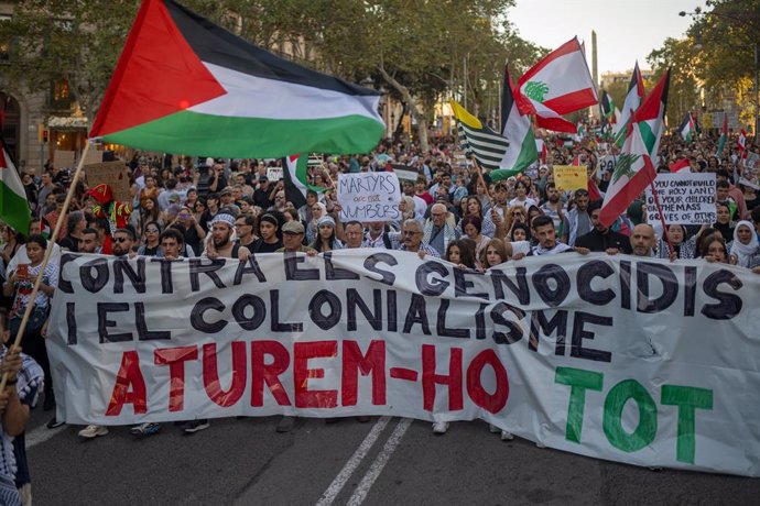 Manifestación a favor de Palestina en Barcelona