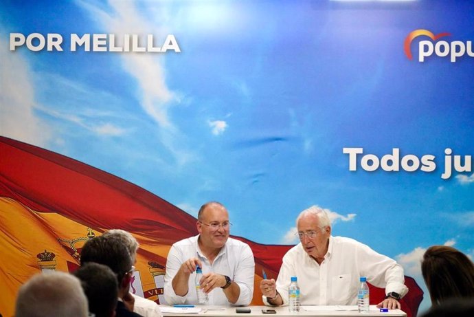 Miguel Tellado durante una reunión con la Ejecutiva del Partido Popular de Melilla.