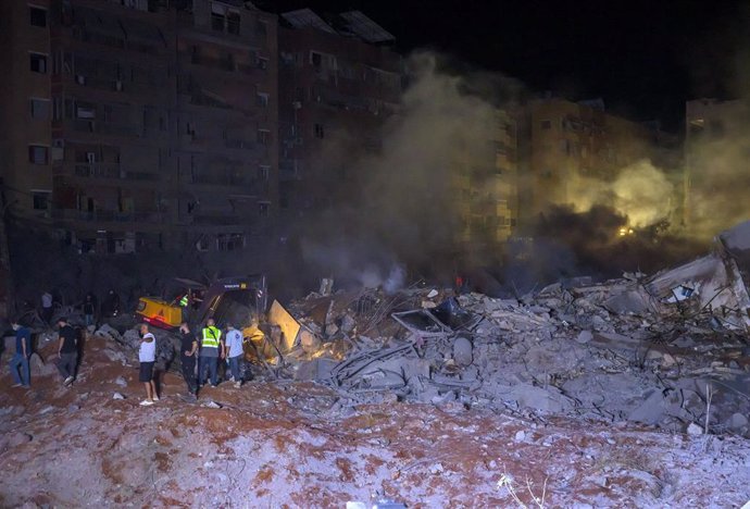 Una fotografía del bombardeo en el sur de Beirut contra el cuartel general del partido-milicia chií Hezbolá 