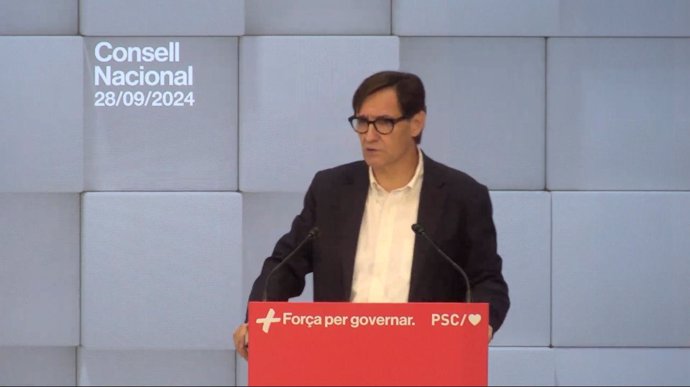 El presidente de la Generalitat Salvador Illa en el Consell Nacional del PSC