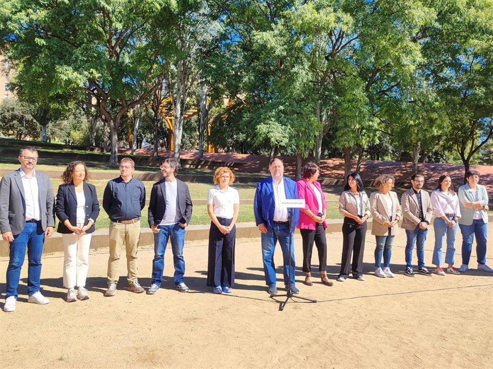 Presentación de integrantes de la candidatura 'Militncia Decidim' al congreso de ERC, en el barrio de Nou Barris de Barcelona (Catalunya), a 28 de septiembre de 2024