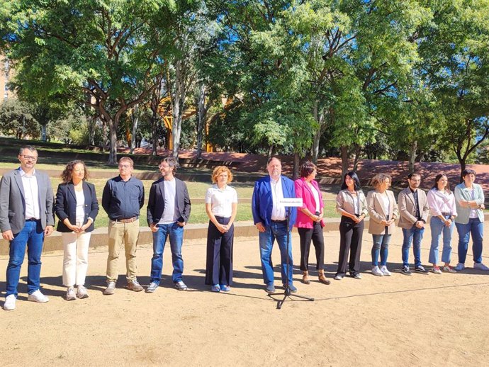 Presentació d'integrants de la candidatura 'Militància Decidim' en el congrés d'ERC, al barri de Nou Barris de Barcelona (Catalunya), a 28 de setembre del 2024