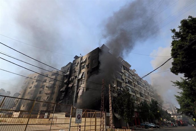 Edificios dañados por los bombardeos israelíes en Beirut, Líbano