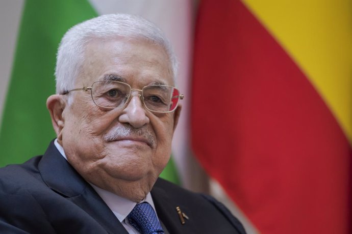 September 19, 2024, Madrid, Spain: Palestinian President Mahmoud Abbas seen during a press conference at the Moncloa Palace.