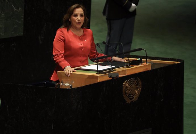 Archivo - September 19, 2023, New York City, New York: (NEW) President of Peru, Dina Ercilia Boluarte Zegarra, Speaks at UN 78th GA in New York. September 19, 2023, New York, USA: The President of Peru, the first female President, Dina Ercilia Boluarte Ze