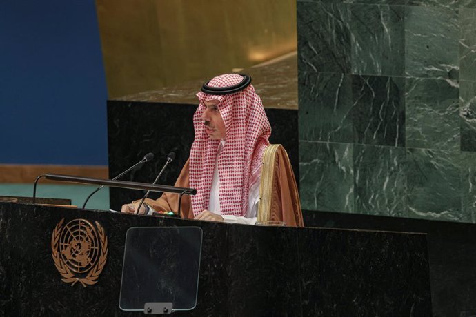 September 28, 2024, New York, New York, USA: PRINCE FAISAL BIN FARHAN AL-SAUD, Minister for Foreign Affairs of Saudi Arabia speaks during the fifth day of theGeneral Debate of the 79th UN General Assembly.