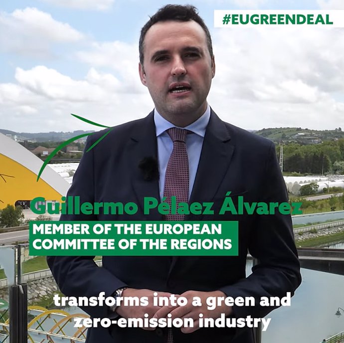 El consejero de Hacienda, Guillermo Peláez, en el video de la uE sobre Green Deal.