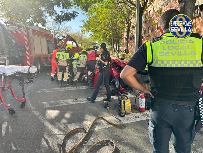 Estado del vehículo implicado tras el accidente de este domingo.