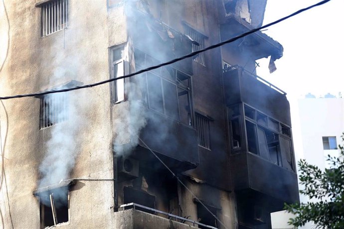 Imagen de archivo de un bombardeo israelí en los suburbios del sur de Beirut (Líbano)