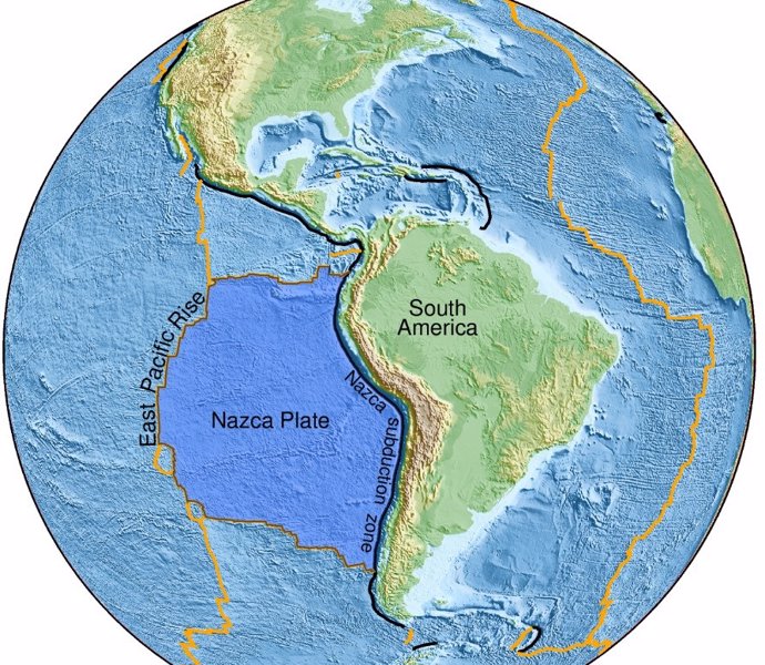 Un mapa de la región de la Dorsal del Pacífico Oriental donde se descubrió un antiguo fondo marino.