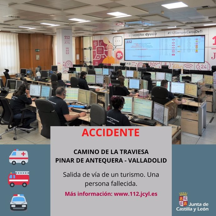 Gráfico elaborado por el 112 con datos sobre el accidente moral ocurrido este martes en Valladolid