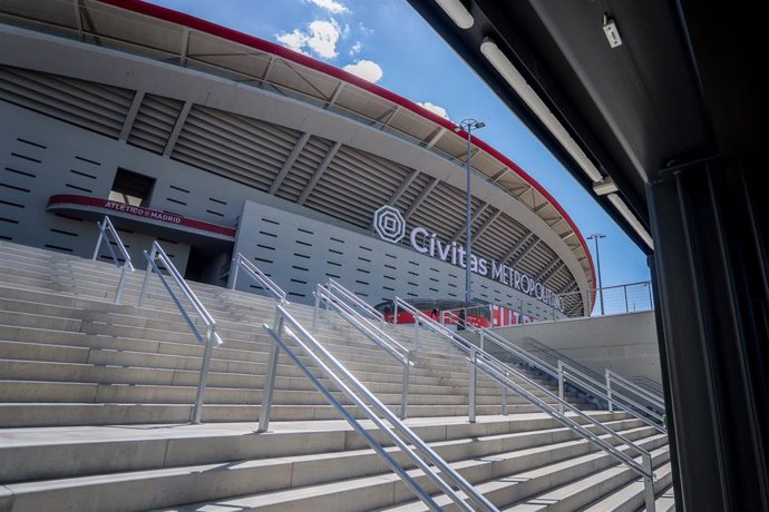 Archivo - Exterior del estadio deportivo Cívitas Metropolitano, en el barrio de las Rosas, a 17 de agosto de 2022, distrito San Blas-Canillejas, Madrid (España). 